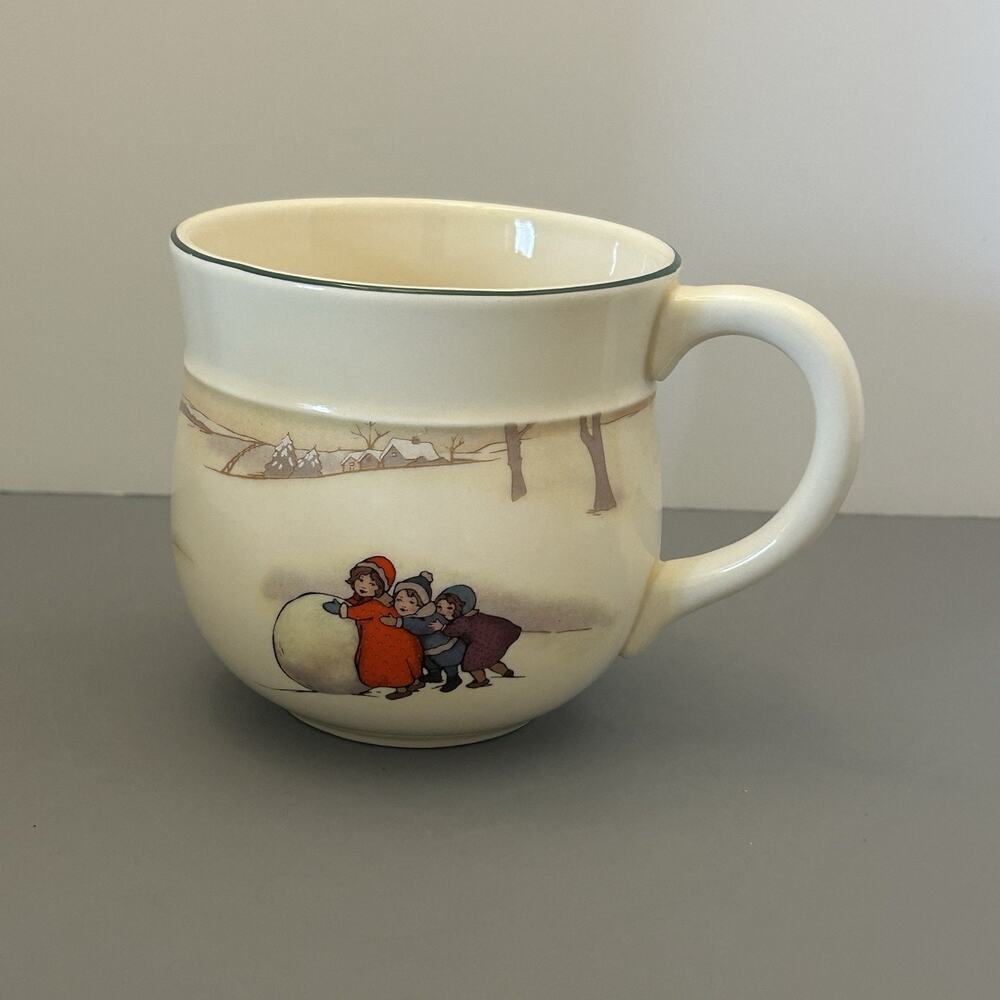 Hallmark Signature Coffee Mug Snowman Winter Snow Children Scene